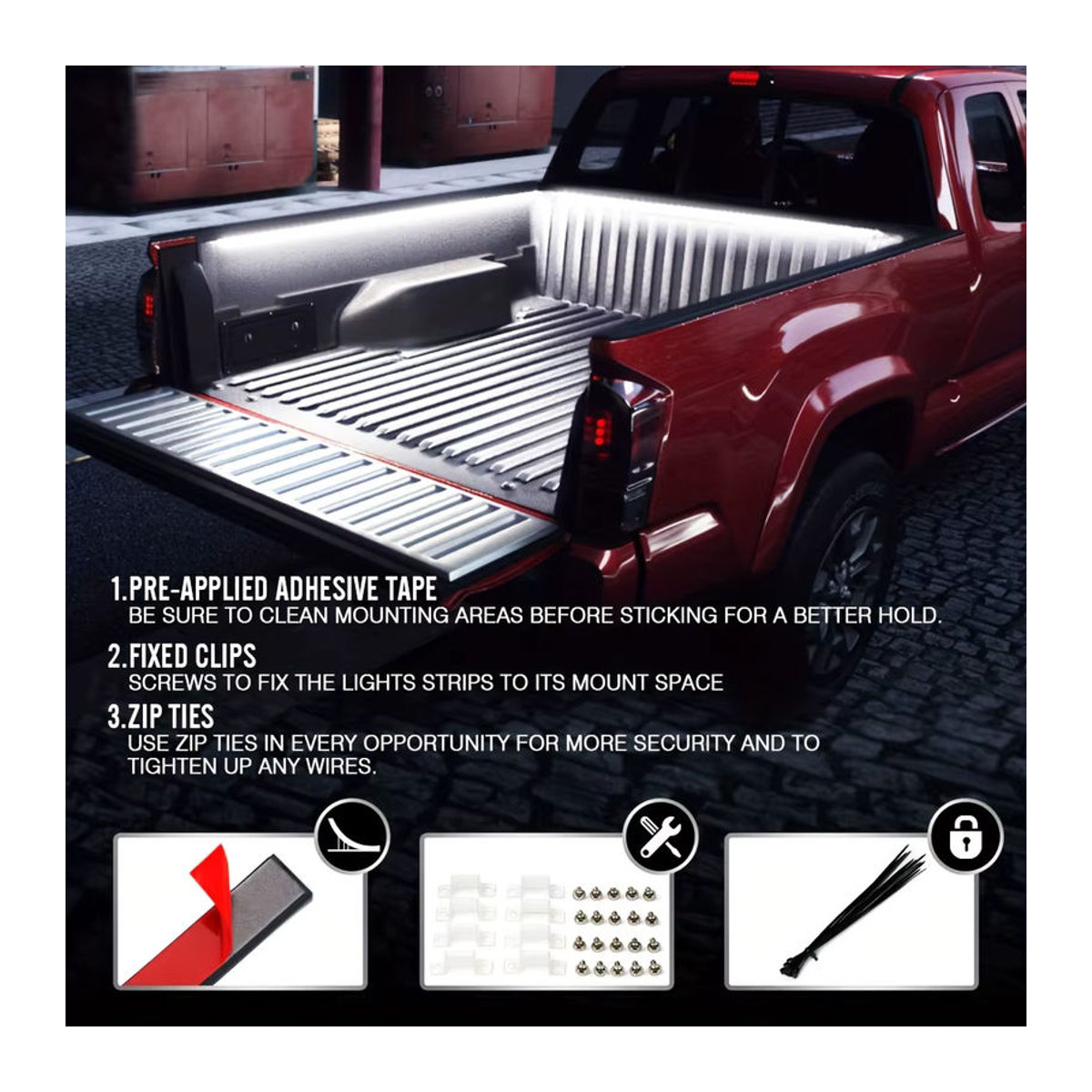 AnautosL LED-Lichtleiste für LKW-Bett und Pickup in Weiß, 150 cm Länge, 2in1 3in1 Dekorationslampe mit Ein-/Aus-Schalter und Flachsicherung - Bild 4
