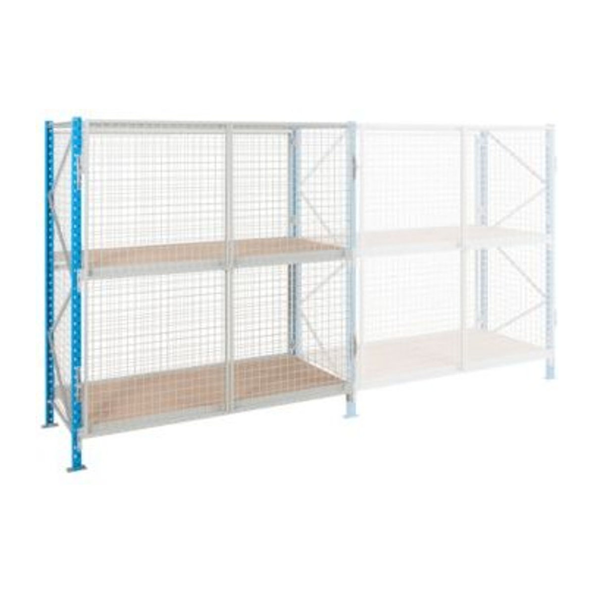 Anbauregal EPSIVOL freistehend, 2 Ebenen, Grau/Blau, B/H/T: 200 x 180 x 60 cm - Bild 1