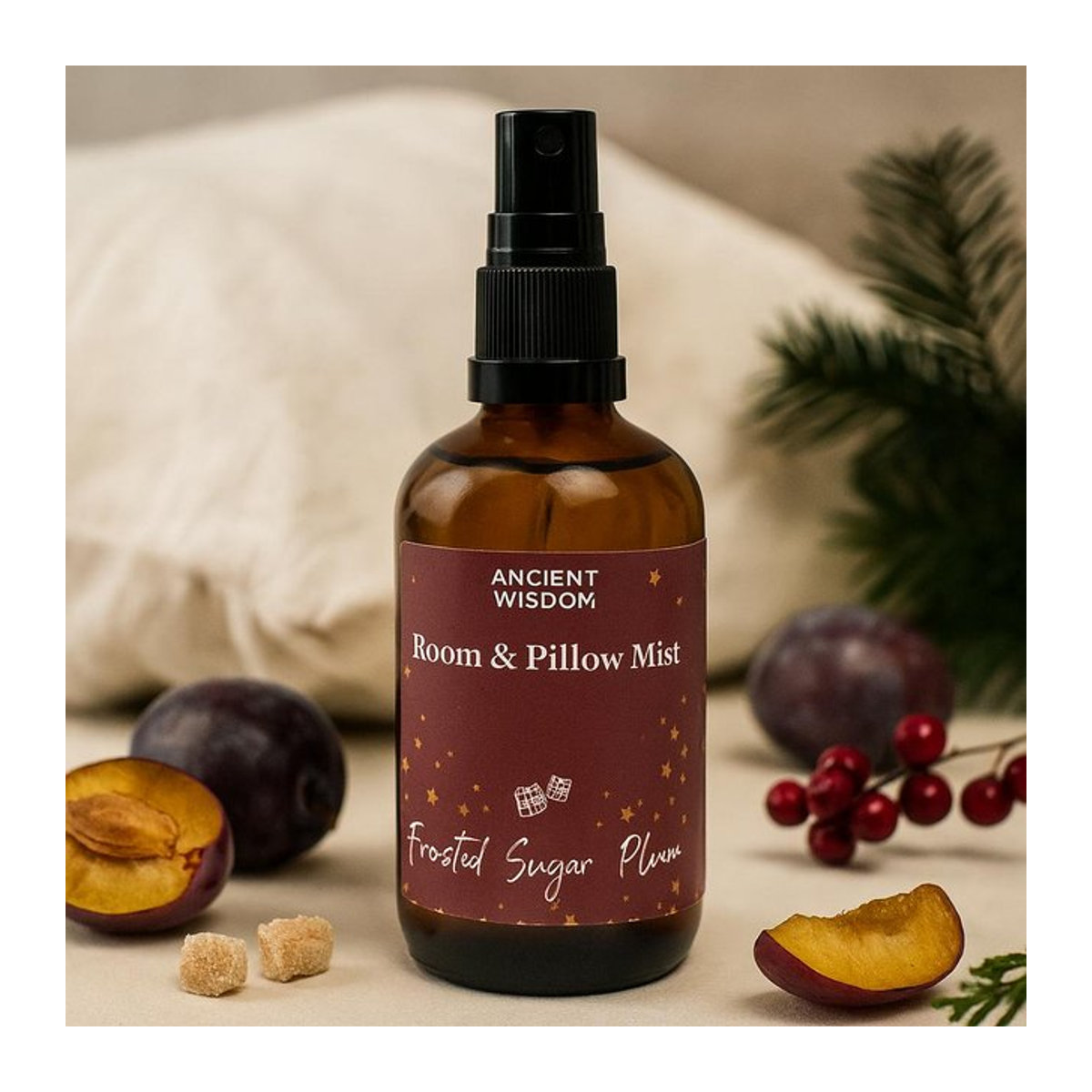 Ancient Wisdom Raum- und Kissenspray Gefrostete Zuckerpflaume mit Pflaume, Winterbeeren und Vanille, 100 ml - Bild 1