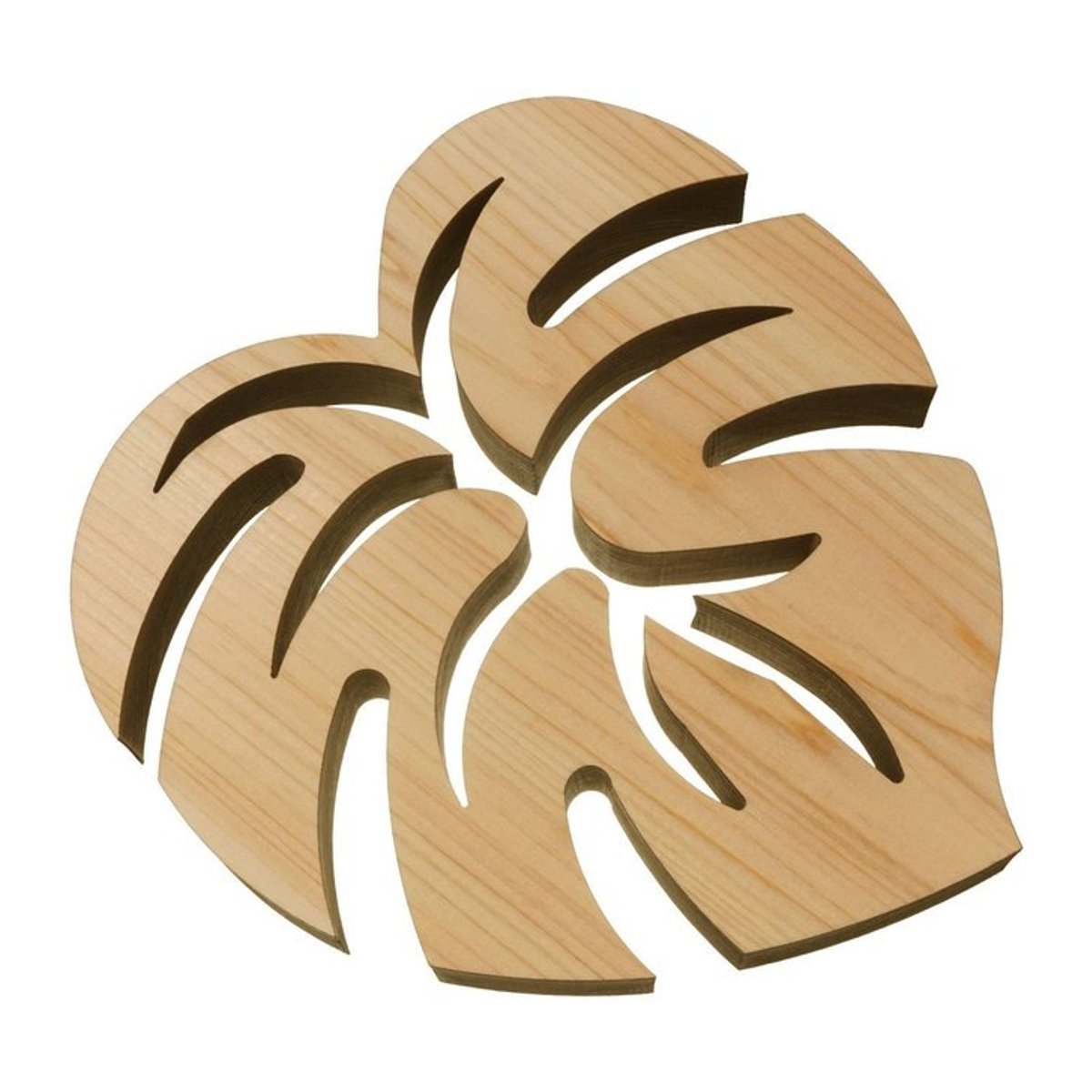 AndLaki Topfuntersetzer aus Hinoki-Zypresse mit Monstera-Blattmuster, Natur, Groß - Bild 1