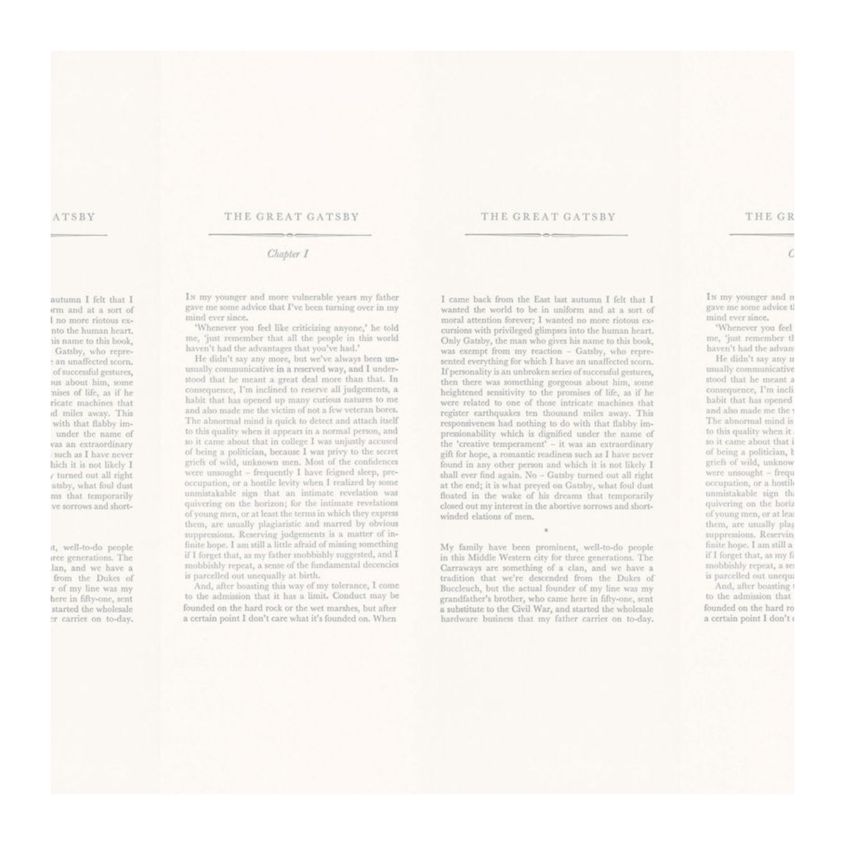 Andrew Martin Wandbild Great Gatsby Typografie Tapete in Blau Creme Weiß im Querformat - Bild 2