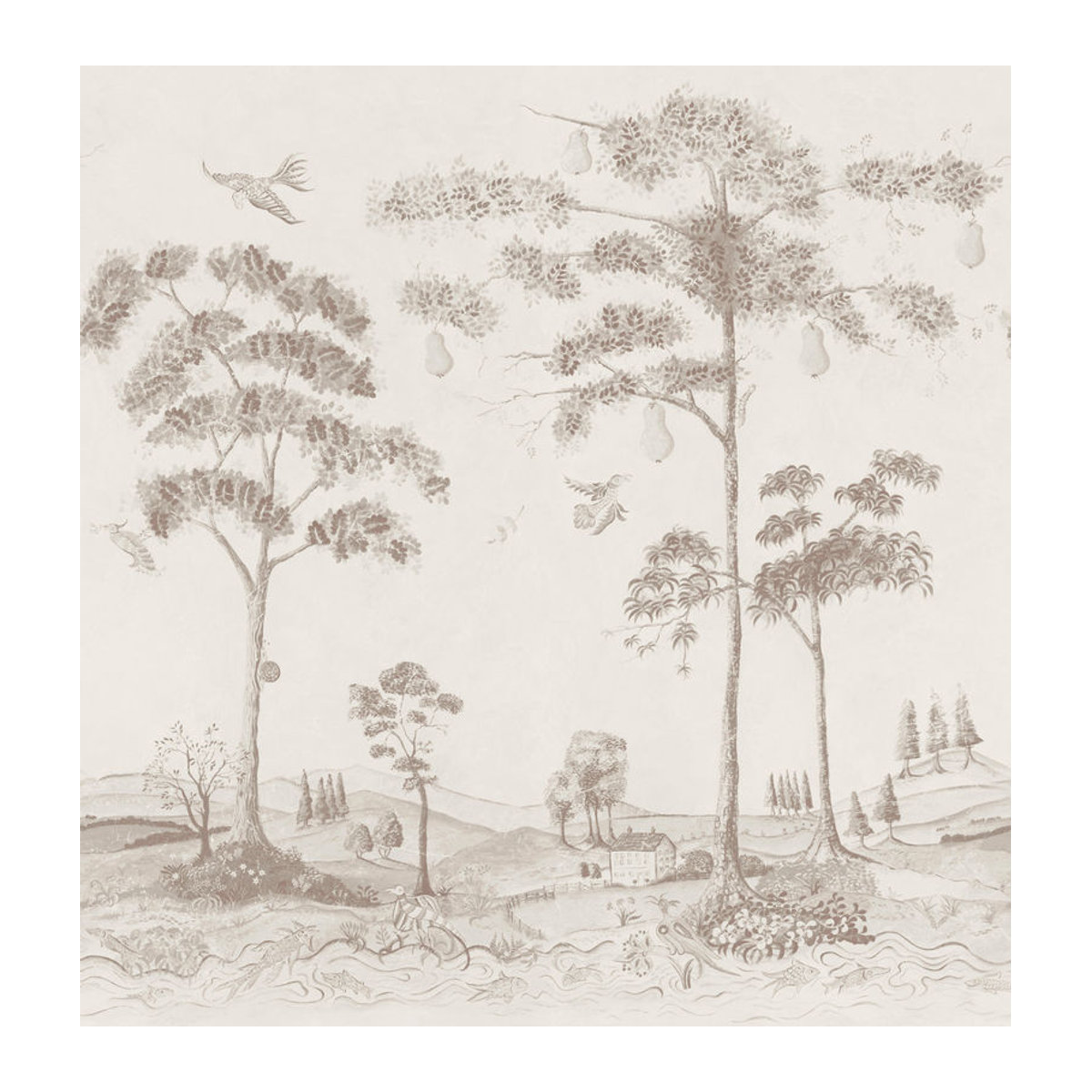 Andrew Martin Wandbild Mythical Land in Clay mit Tierprint im Vintage-Stil in Rosa und Beige - Bild 1