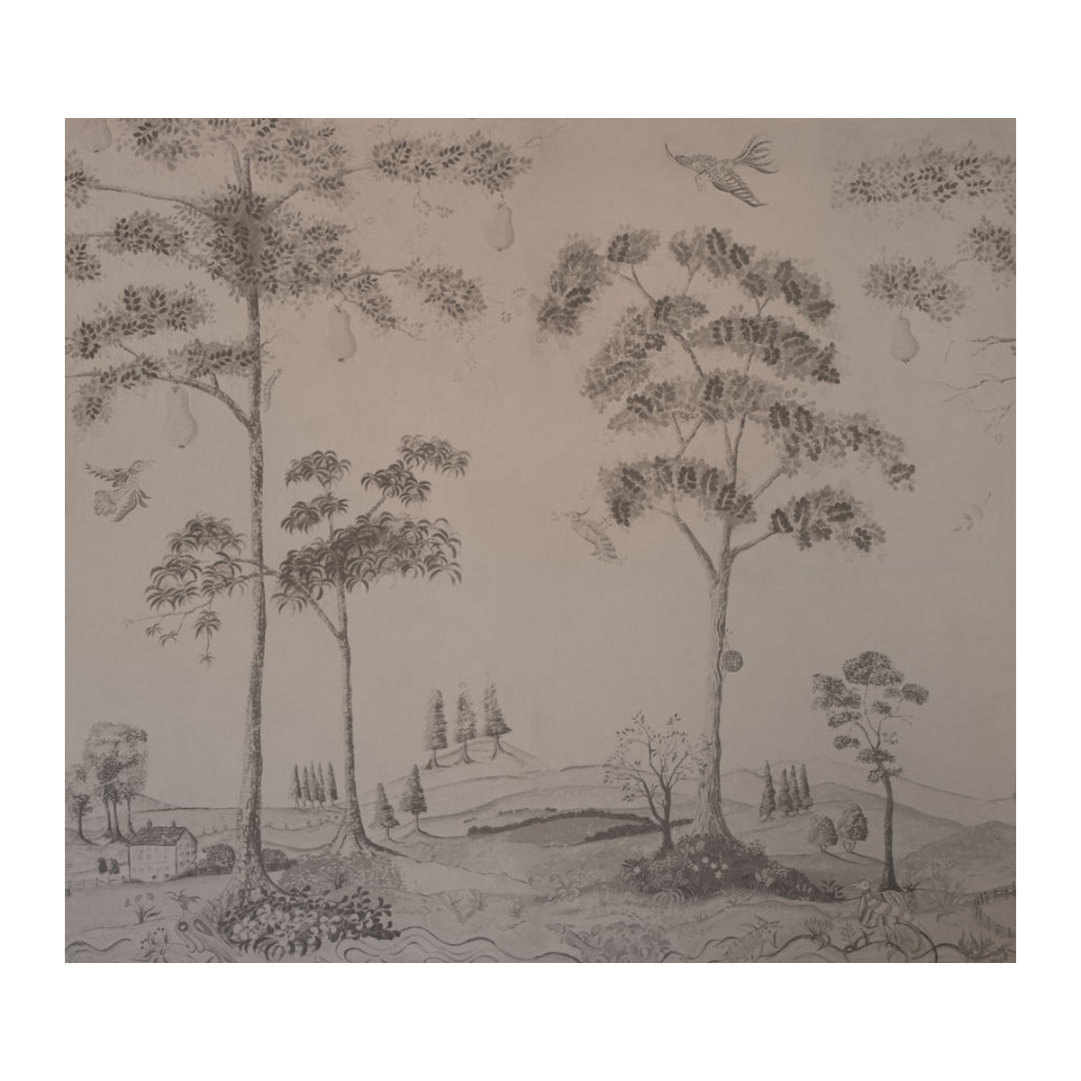 Andrew Martin Wandbild Mythical Land Peat im Vintage-Stil mit Tierprint in Rosa und Beige - Bild 1