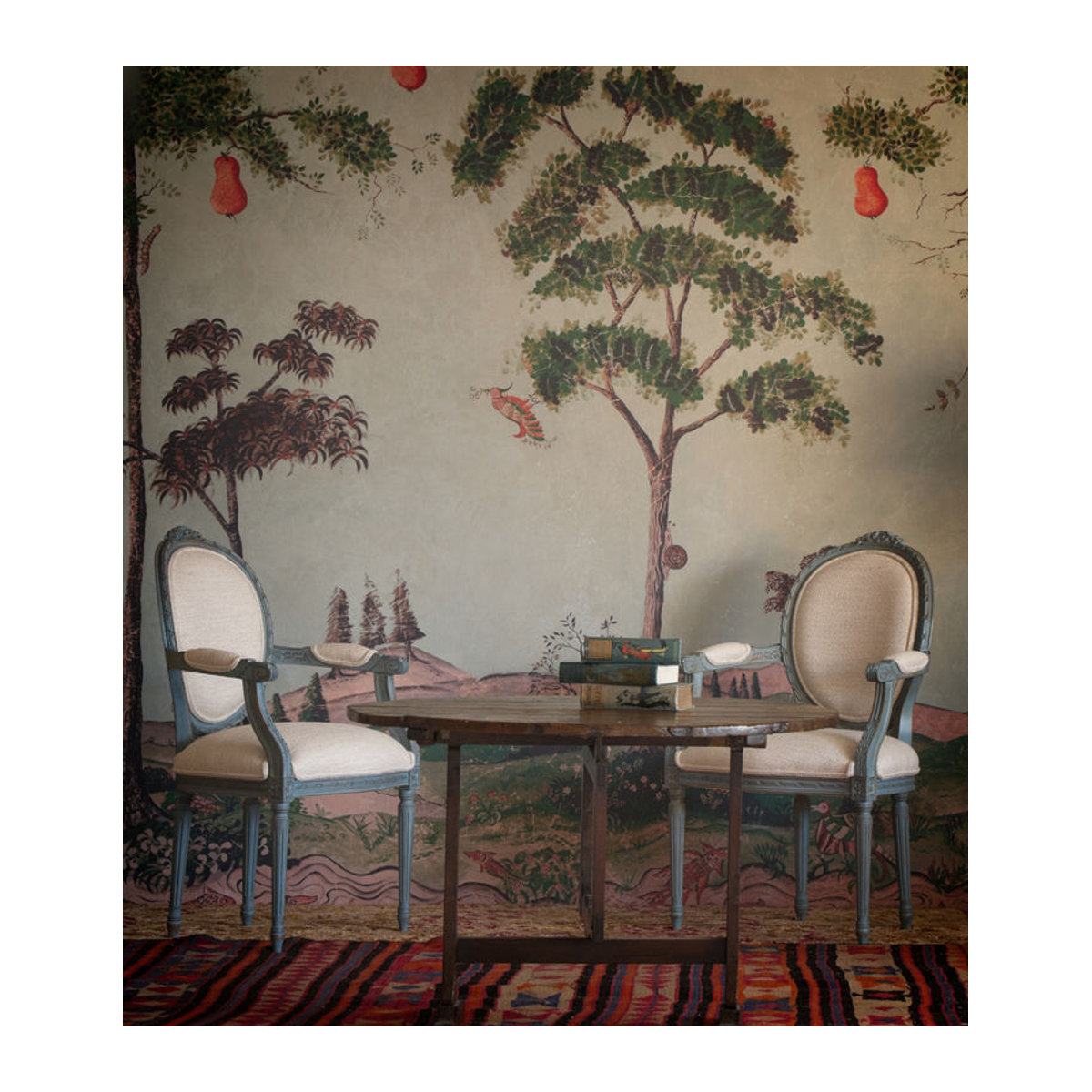 Andrew Martin Wandbild Mythical Land - Summer Storm Vintage Landschaft mit Tierprint in Rosa und Mehrfarbig - Bild 2