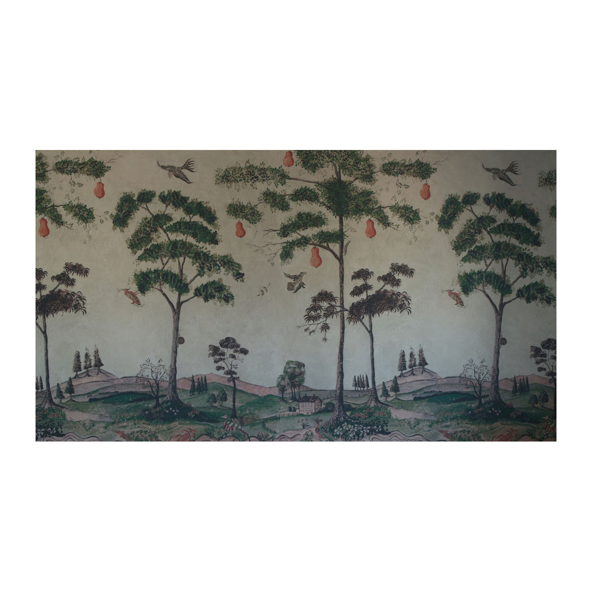 Andrew Martin Wandbild Mythical Land Vellum mit Tierprint in Rosa und Mehrfarbig im Querformat - Bild 1