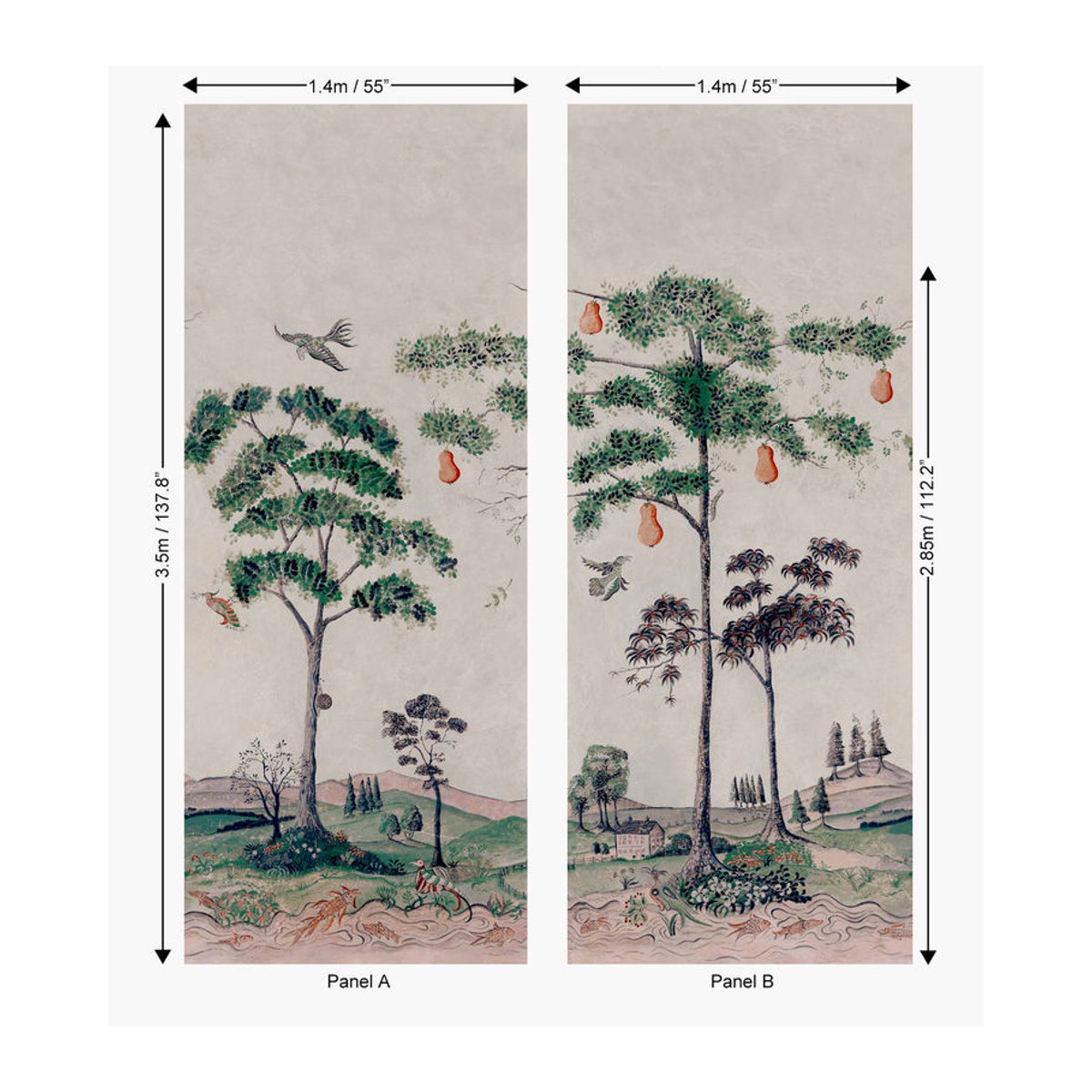 Andrew Martin Wandbild Mythical Land Vellum mit Tierprint in Rosa und Mehrfarbig im Querformat - Bild 3