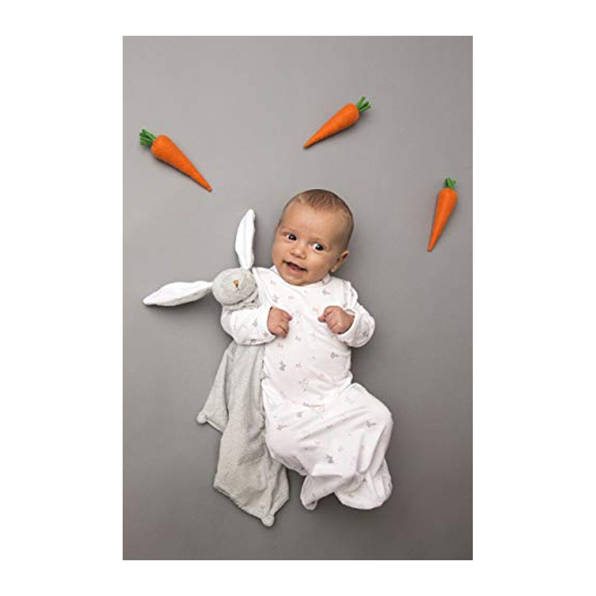 Angeldear Kuscheldecke Hase Grau als Plüsch-Handtuch für Babys und Neugeborene - Bild 2