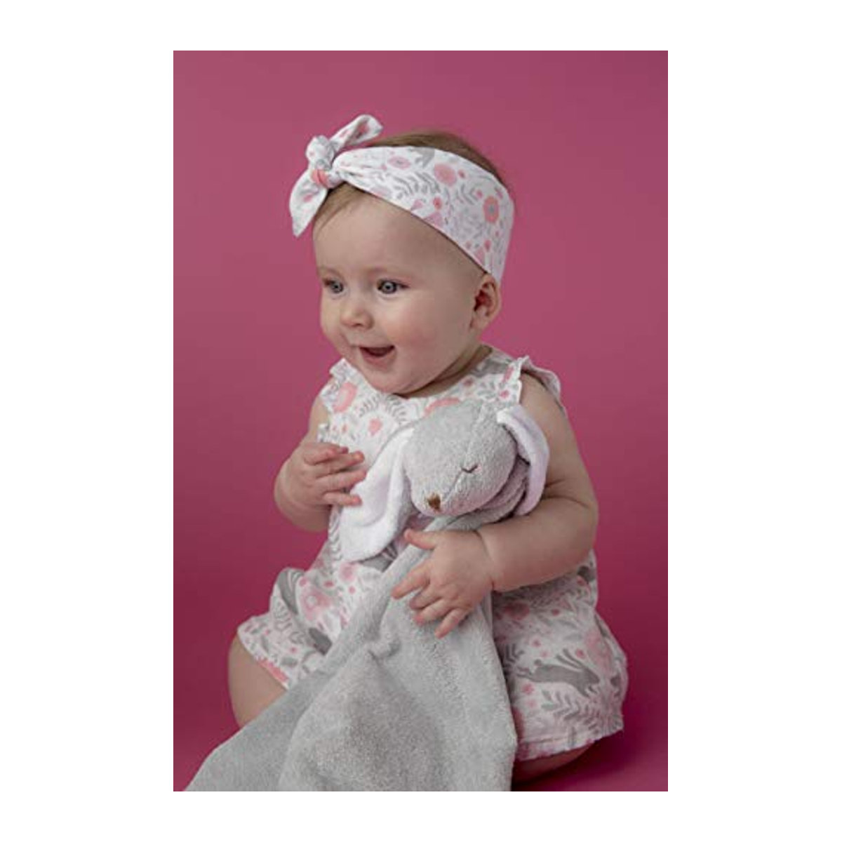 Angeldear Kuscheldecke Hase Grau als Plüsch-Handtuch für Babys und Neugeborene - Bild 3