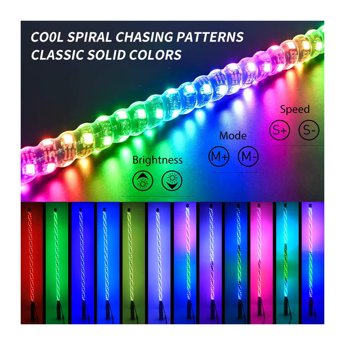 ANGLELITE LED-Peitschenlicht RGB Mehrfarbig 1,8 m Wasserdicht Bowlight für Offroad-Fahrzeuge wie ATV, UTV, SxS und LKWs - Bild 4