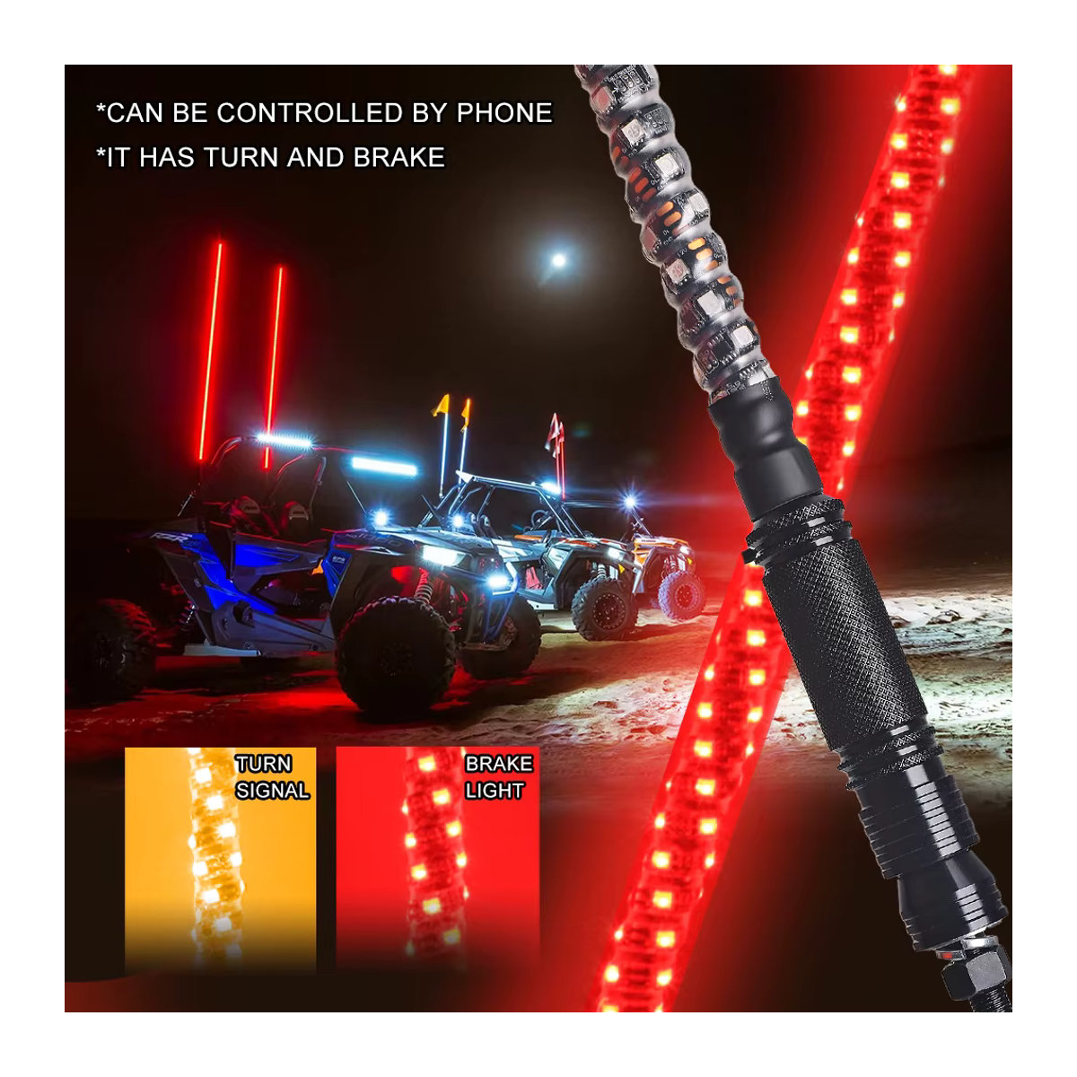 ANGLELITE LED-Peitschenlicht RGB Mehrfarbig 1,8 m Wasserdicht Bowlight für Offroad-Fahrzeuge wie ATV, UTV, SxS und LKWs - Bild 5