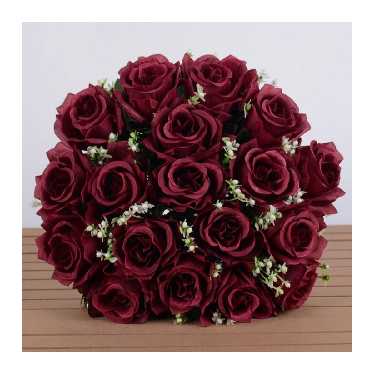 Angunda Künstliches Rosen-Bouquet aus Kristallgras mit 18 Köpfen in Weinrot, Rosa, Rot und Blau zur Dekoration - Bild 1