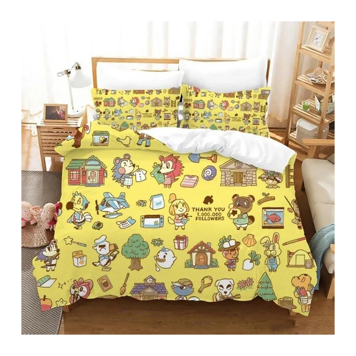Animal Crossing Cartoon 3D Bettwäsche Set für Kinder mit Bettbezug und Kissenbezügen, Breite: 70 cm, Länge: 133 cm - Bild 1