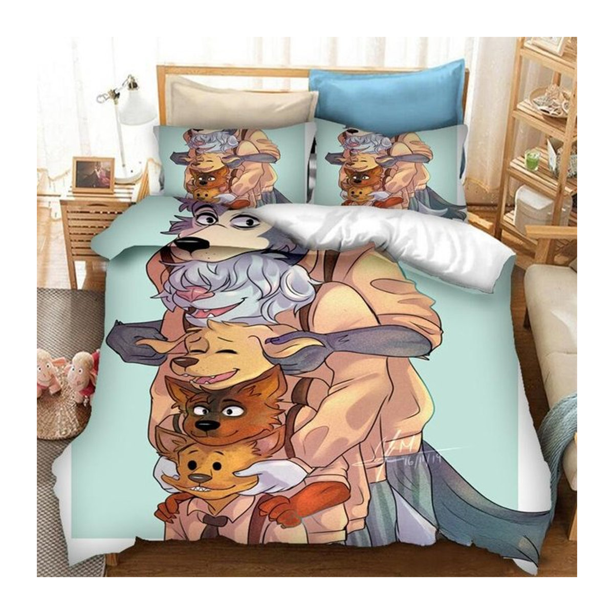 Anime BEASTARS Bettwäscheset mit Reißverschluss, Multicolor, B/H: 135 x 200 cm - Bild 1