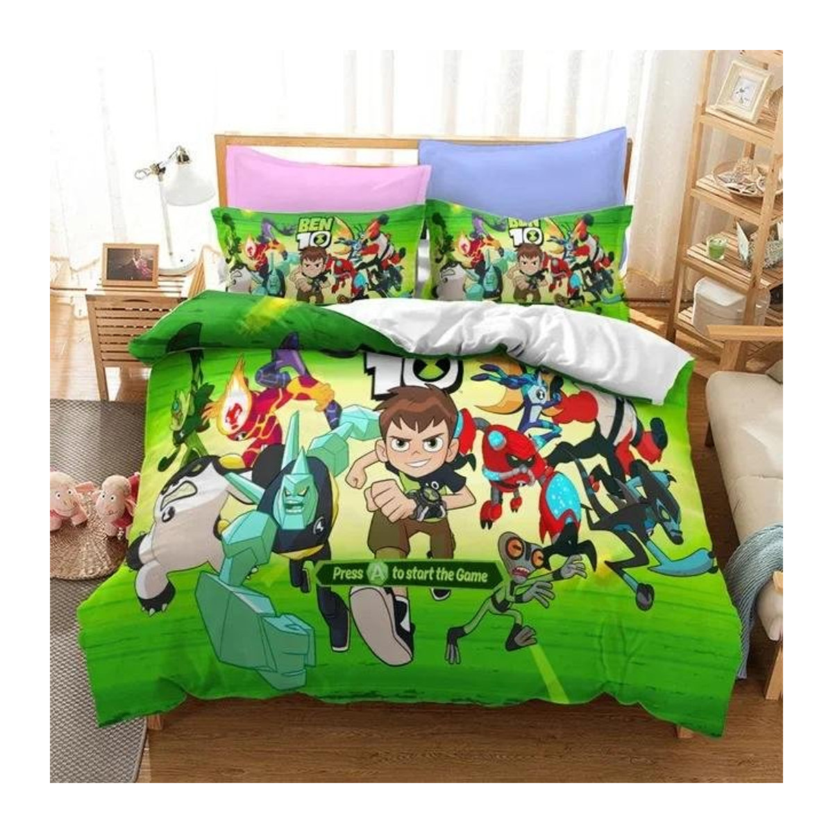 Anime Ben 10 Cartoon Bettwäscheset für Kinder und Erwachsene, Multicolor, B/H: 70 x 133 cm - Bild 1