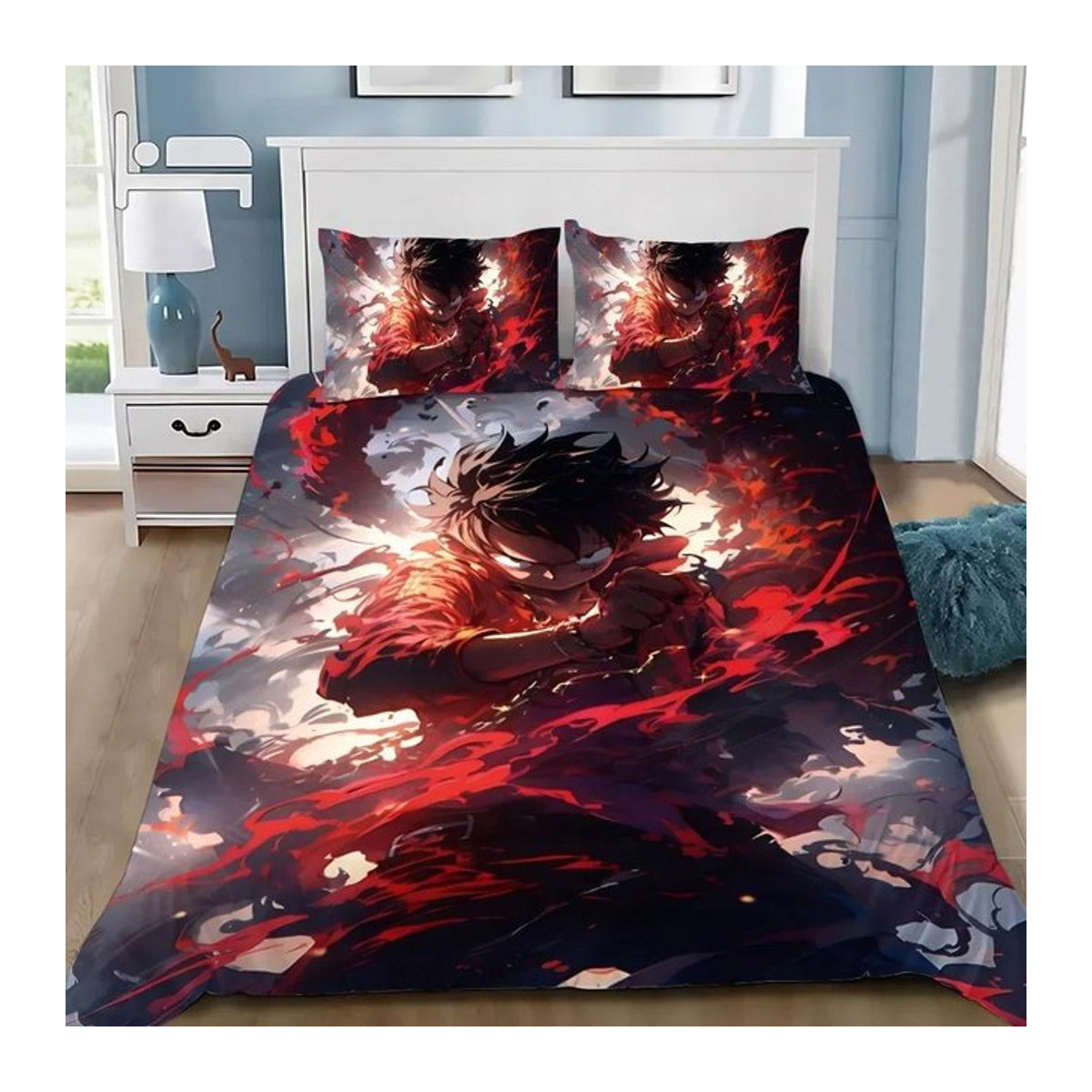 Anime Bettwäscheset One Piece mit Luffy Bettbezug und Kissenbezug für Kinder und Erwachsene, 2-teilig, Kissenbezug: 70 x 130 cm - Bild 1