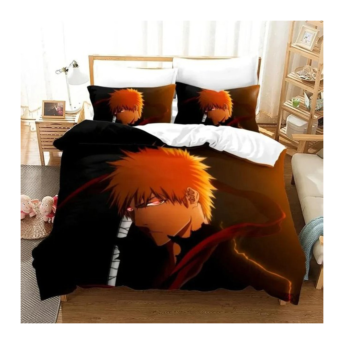 Anime Bleach Kurosaki Ichigo Bettwäsche-Set mit Bettbezug und Kissenbezug, Multicolor, B/T: 133 x 70 cm - Bild 1