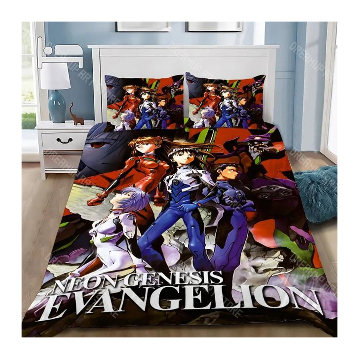 Anime E-evangelion V-eva A-genesis Bettwäscheset mit Bettbezug und Kissenbezug für Erwachsene und Kinder, Einzelbett, B/H: 90 x 200 cm - Bild 1