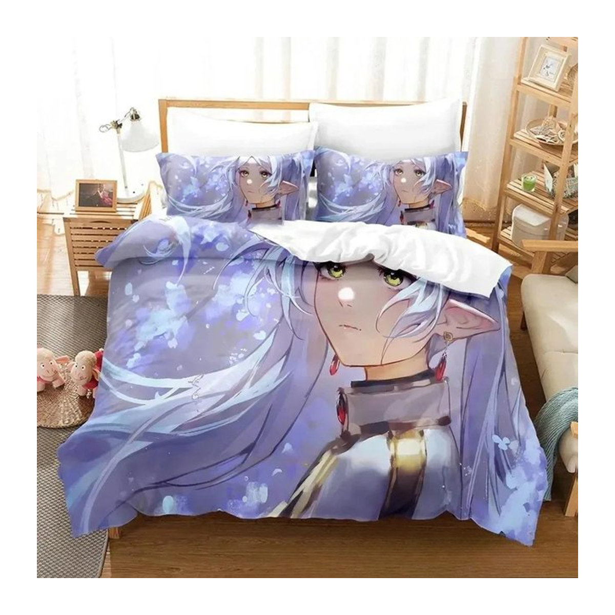 Anime Frieren Bettwäsche Set mit Bettbezug und Kissenbezügen in Multicolor, B/H: 135 x 200 cm - Bild 1