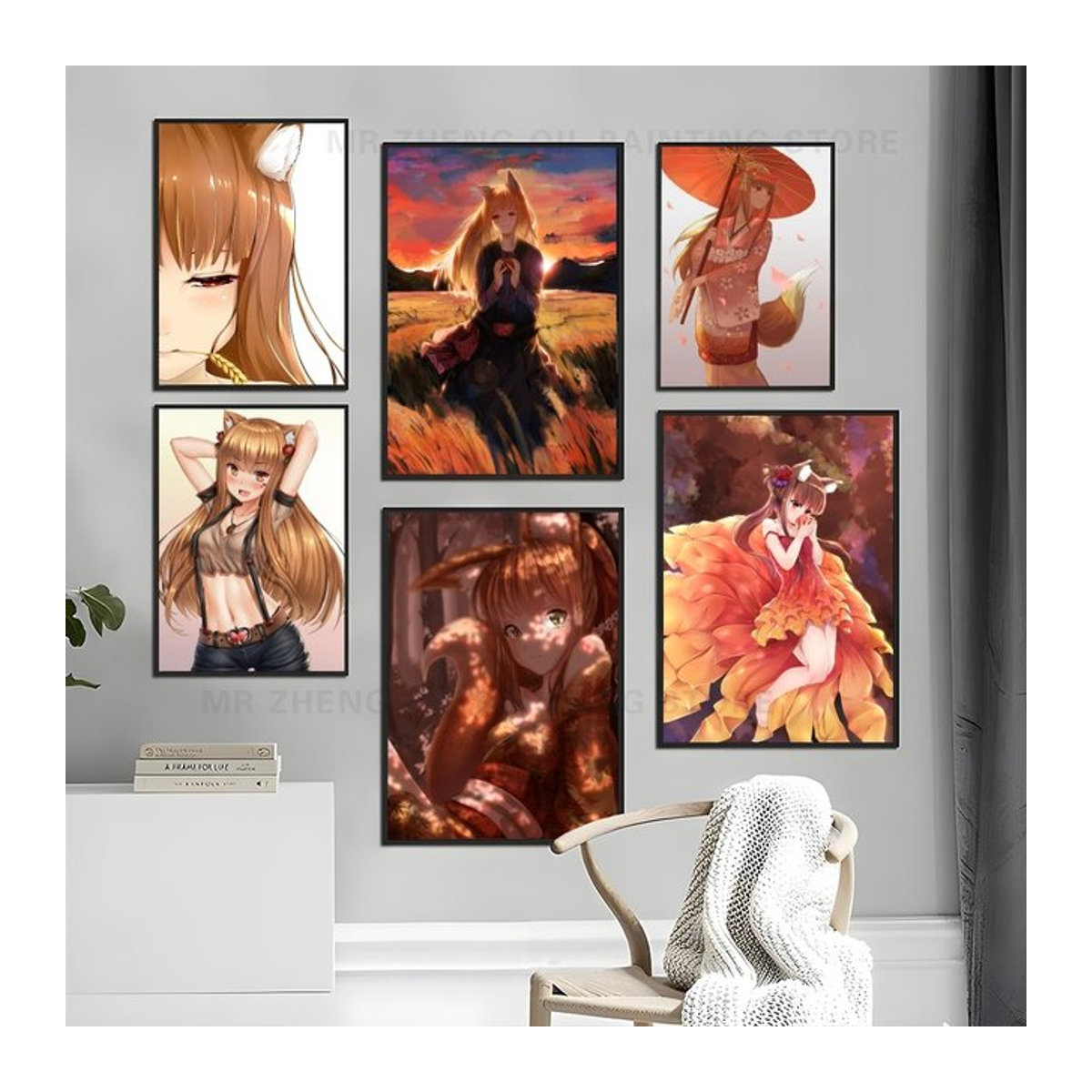 Anime Gewürz und Wolf Horo Wandposter selbstklebend wasserfest aus Papier für Kaffeehaus und Bar, mehrfarbig - Bild 1
