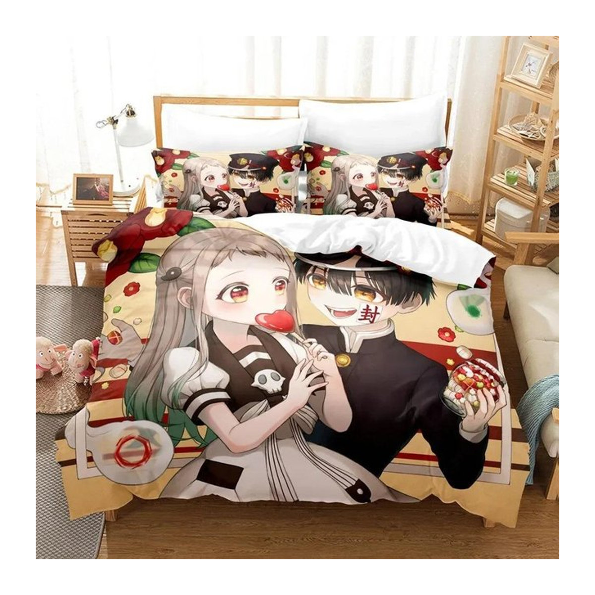 Anime Hanako-kun Bettwäsche-Set mit 3D-Druck, Bettbezug und Steppdecke für Erwachsene und Kinder, B/H: 135 x 200 cm - Bild 1