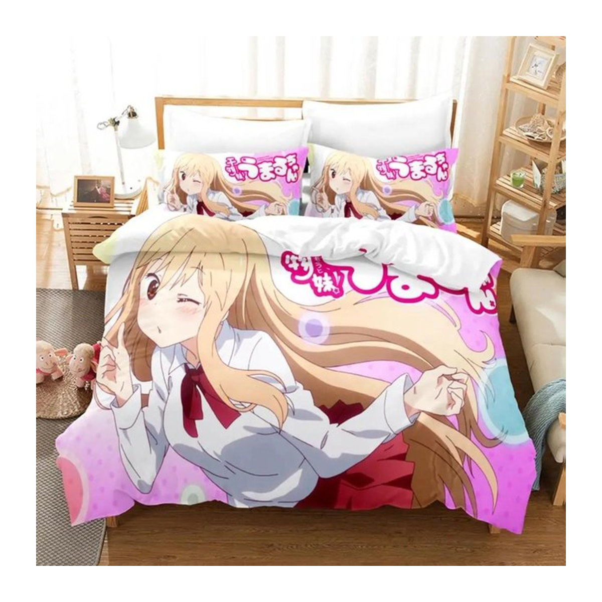 Anime Himouto Umaru-chan Bettwäsche-Set mit 3D-Druck, Bettbezug und Kissenbezug, B/H: 135 x 200 cm - Bild 1