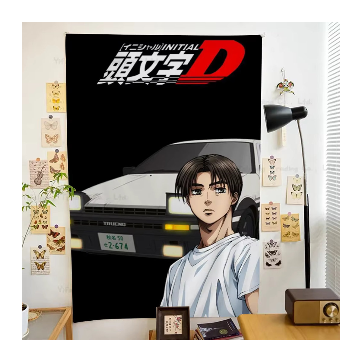 Anime Initial D Wandteppich im Bohemian Stil, Schwarz, B/H: 70 x 70 cm - Bild 4