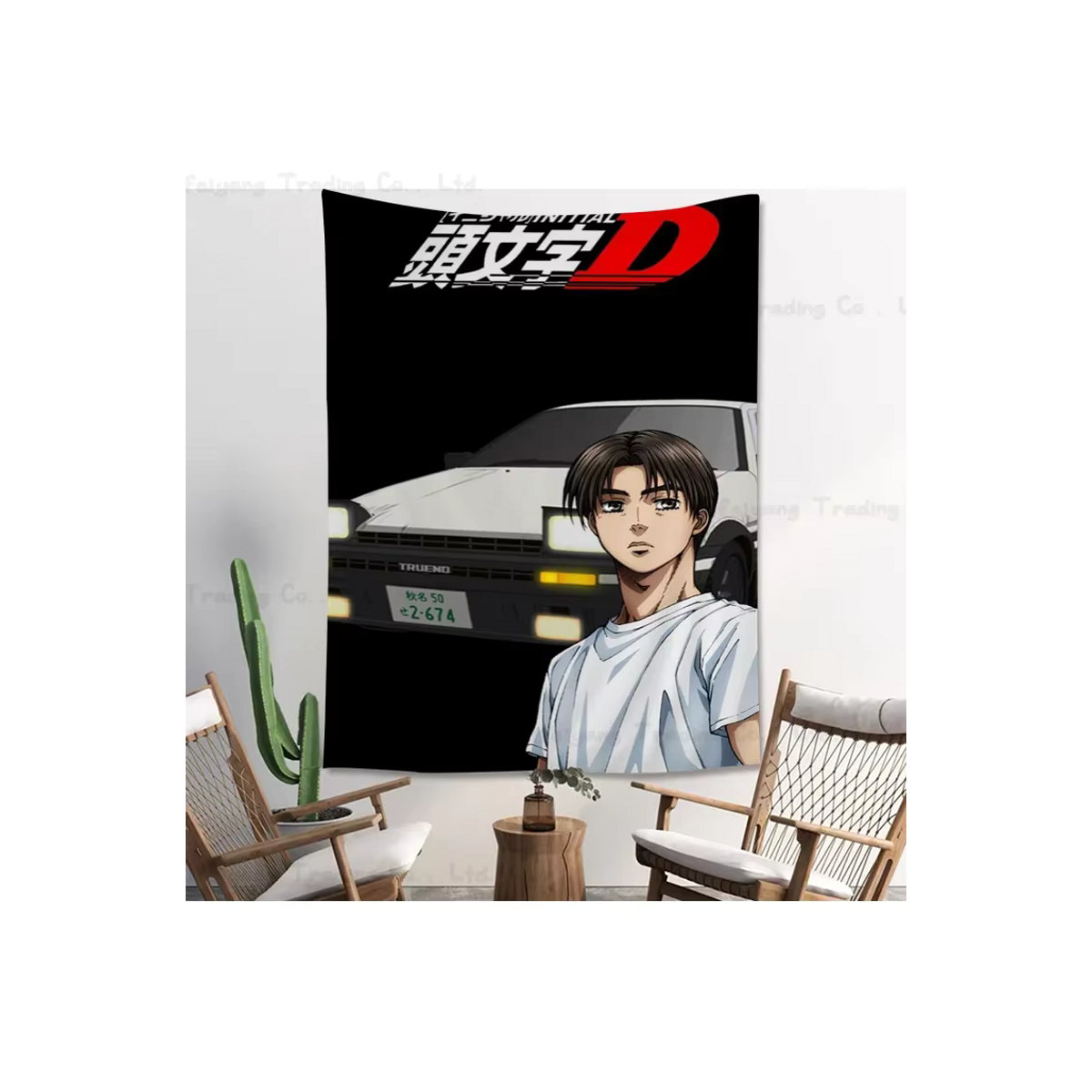 Anime Initial D Wandteppich im Bohemian Stil, Schwarz, B/H: 70 x 70 cm - Bild 7