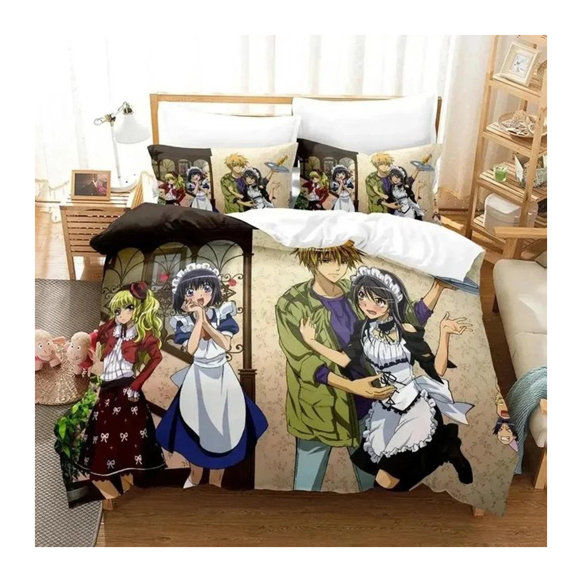 Anime Kaichou Wa Maid-Sama Usui Takumi Misaki Bettwäsche-Set mit Bettbezug und Kissenbezug, B/H: 135 x 200 cm - Bild 1