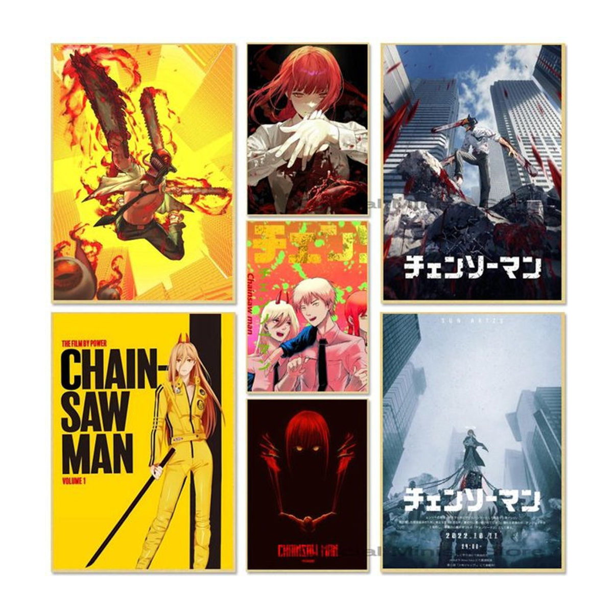 Anime Kettensäge Mann Poster als mehrfarbige Kunstmalerei auf Papier für deine Wanddekoration - Bild 1