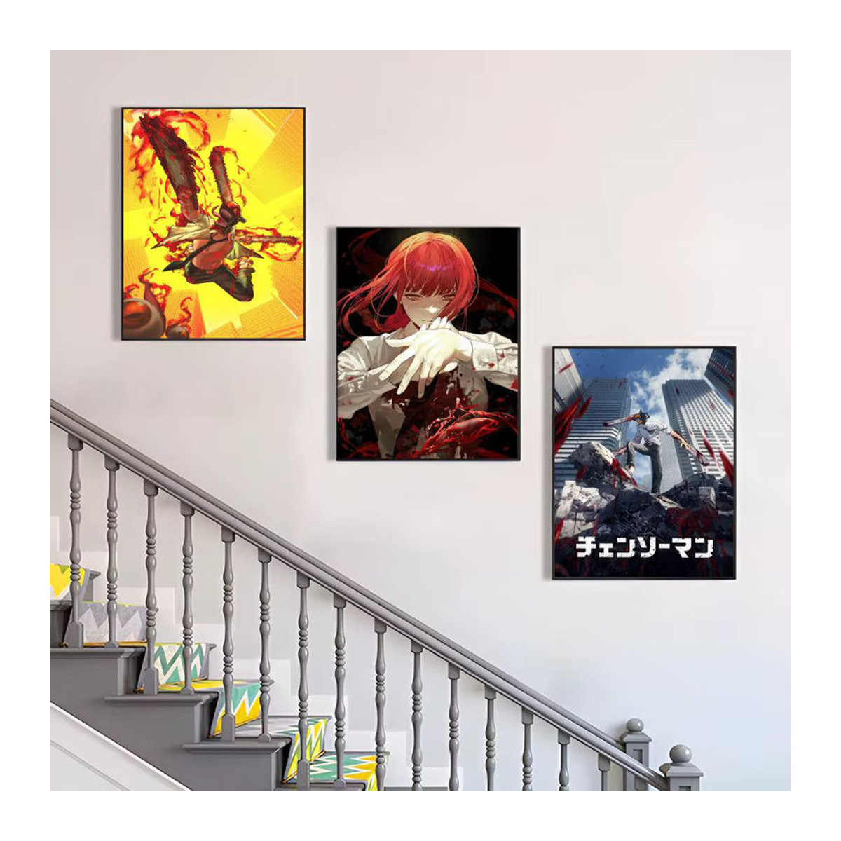 Anime Kettensäge Mann Poster als mehrfarbige Kunstmalerei auf Papier für deine Wanddekoration - Bild 3