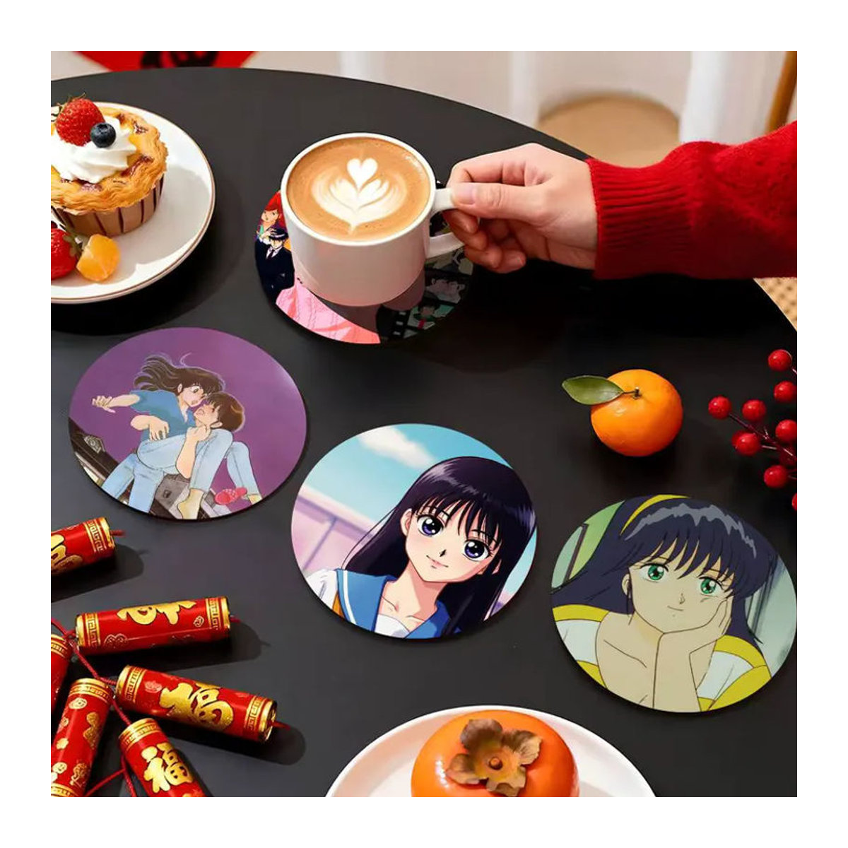 Anime Maison Ikkoku Holzuntersetzer mit Farbdruck, rund, mehrfarbig - Bild 2