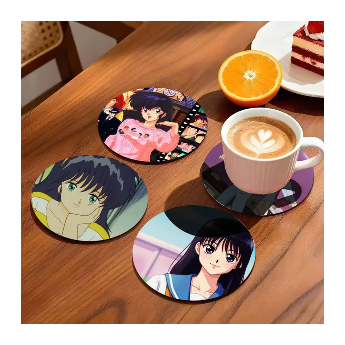 Anime Maison Ikkoku Holzuntersetzer mit Farbdruck, rund, mehrfarbig - Bild 4