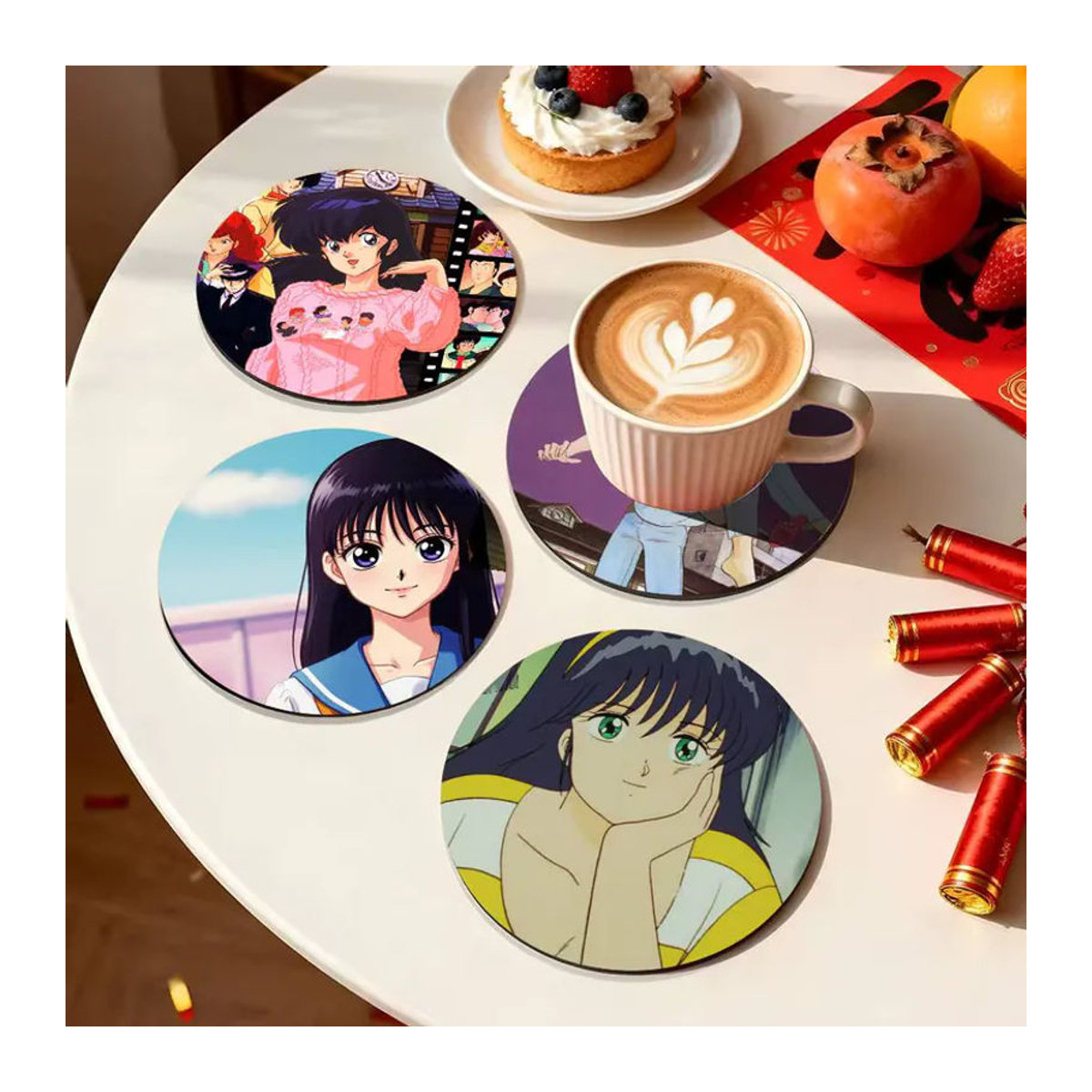 Anime Maison Ikkoku Holzuntersetzer mit Farbdruck, rund, mehrfarbig - Bild 5