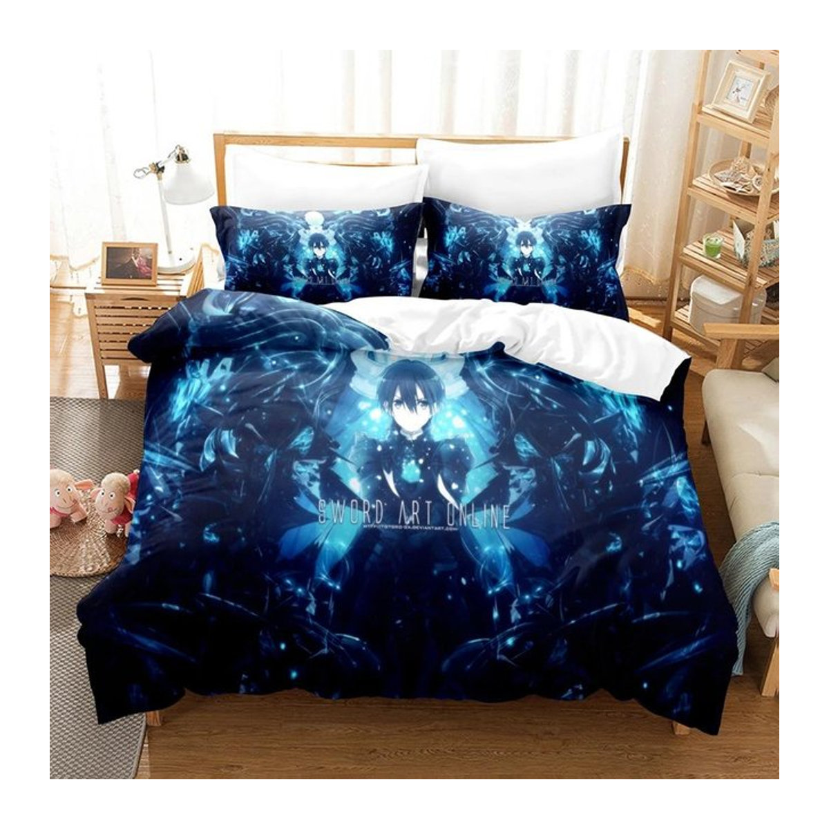 Anime Sword Art Online Bettwäsche-Set aus Polyester mit 3D-Design für Kinder und Erwachsene, Bettbezug mit Reißverschluss, B/H: 180 x 210 cm - Bild 1