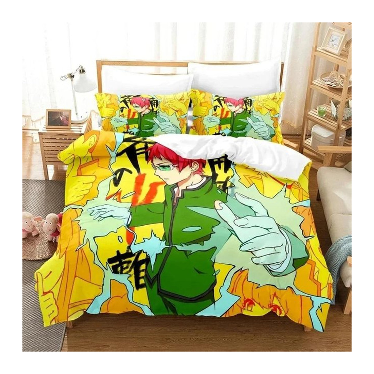 Anime The Disastrous Life Of Saiki K. Bettwäsche-Set mit Reißverschluss, Multicolor, B/H: 135 x 200 cm - Bild 1