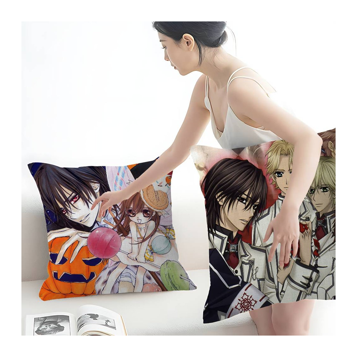 Anime V-Vampire K-Ritter Glücklicher Drache Kissenbezug für Sofakissen und Heimdekoration, Multicolor, B/H: 18 x 18 cm - Bild 1