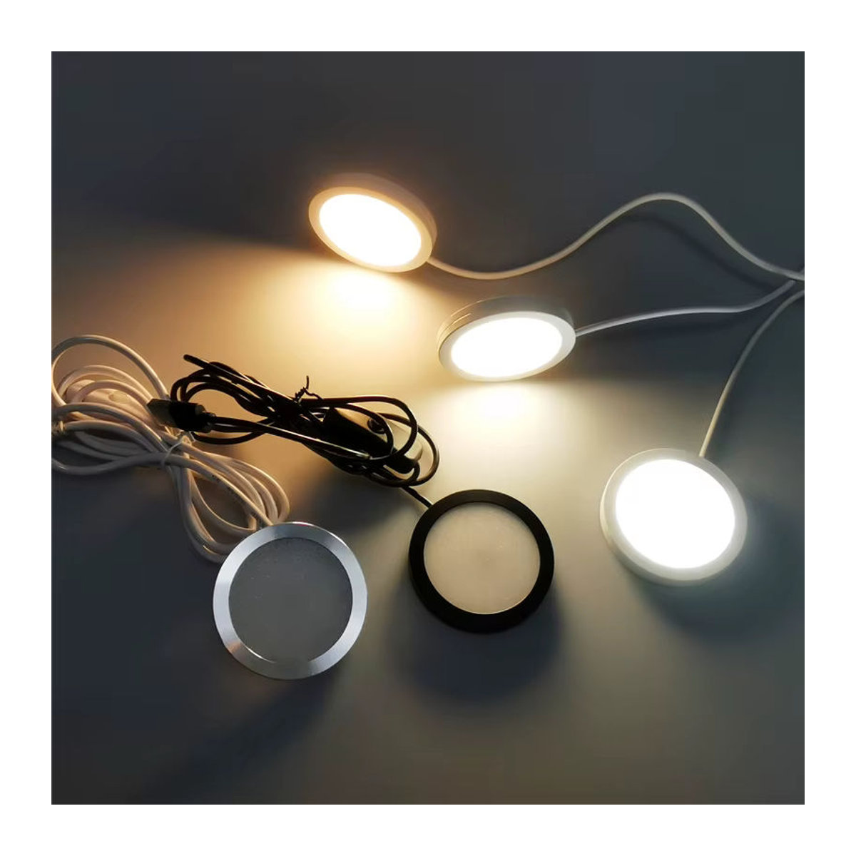 ANMIEPY LED Möbelbeleuchtung Schwarz, ultradünne Schrank-Mini-Lampe mit Schalter und USB-Anschluss, 7 W - Bild 3