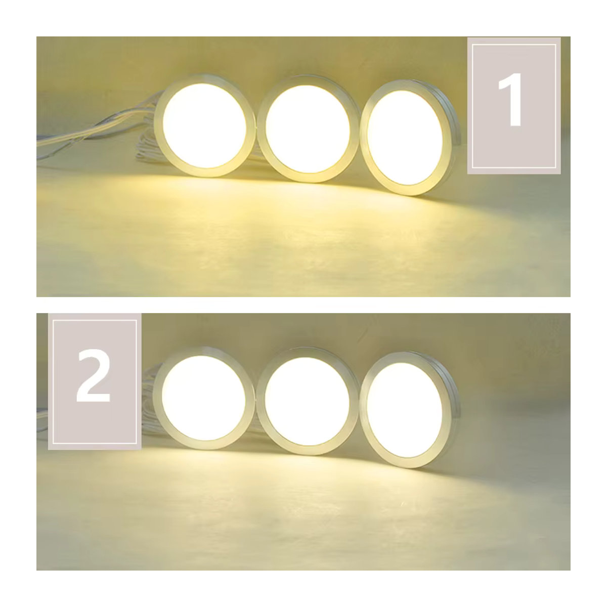 ANMIEPY LED Unterbauleuchte für Schrank und Küche, runde Möbelbeleuchtung in Silber, minimalistisches Design, DC12V - Bild 1