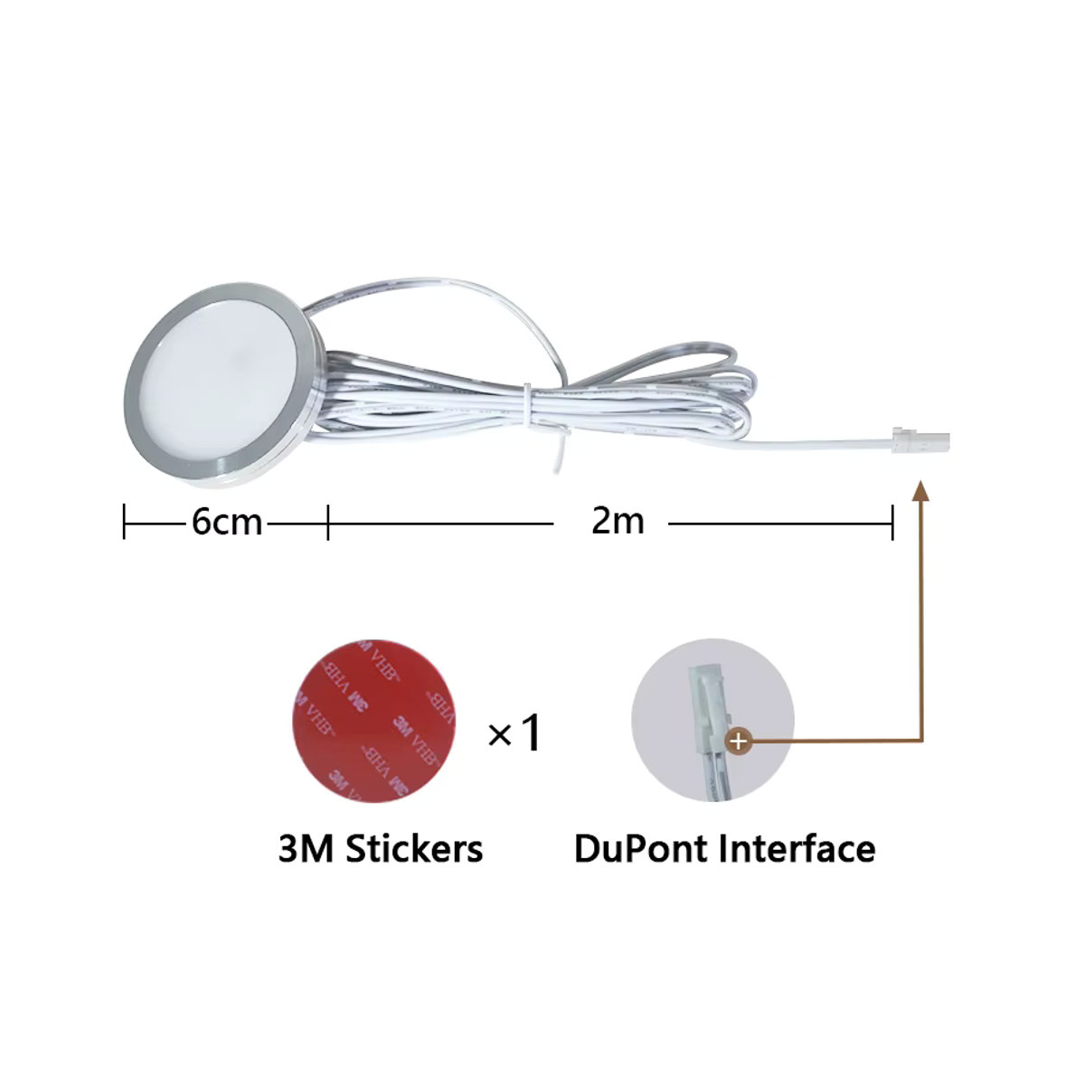 ANMIEPY LED Unterbauleuchte für Schrank und Küche, runde Möbelbeleuchtung in Silber, minimalistisches Design, DC12V - Bild 3