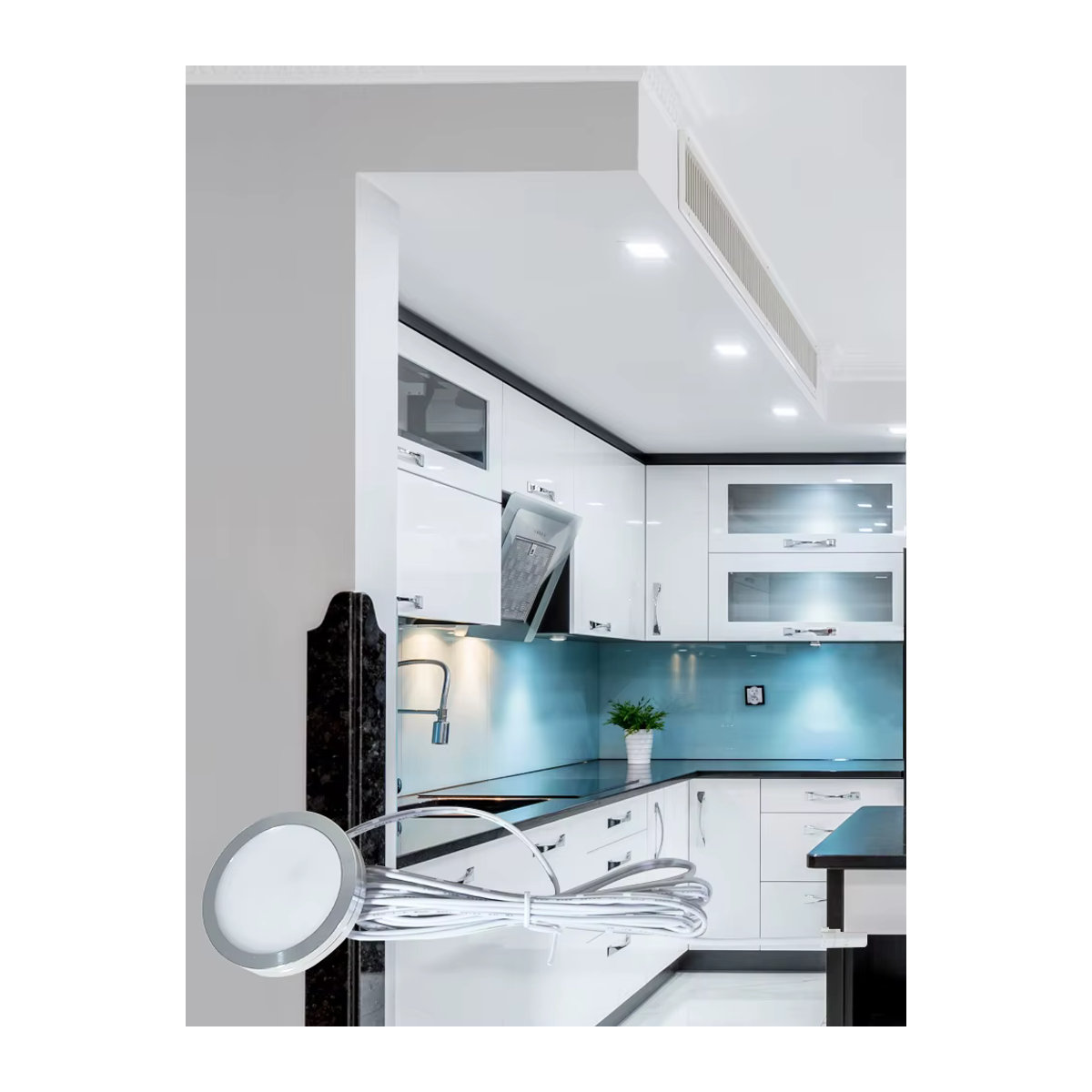 ANMIEPY LED Unterschrank Lampe Set mit Touch Schalter Steuerung, dimmbar, rund, Weiß - Bild 3