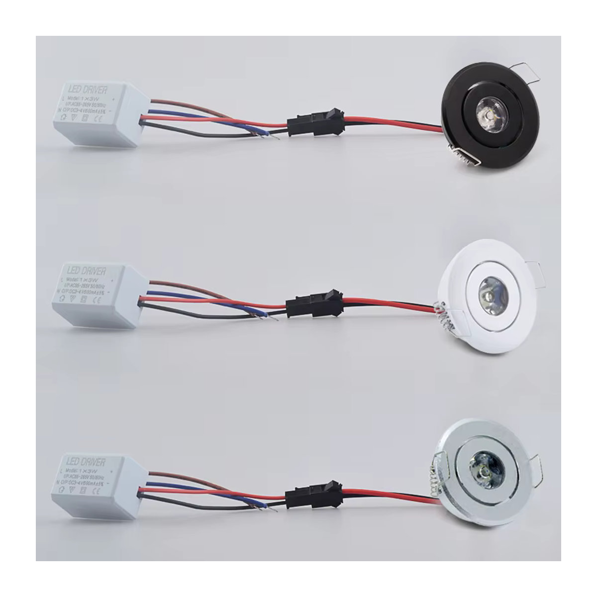 ANMIEPY Mini-LED-Downlight-Schrank-Einbaustrahler Set, 6 Stück, Schwarz/Silber, Warmweiß und Weiß, Aluminium - Bild 3
