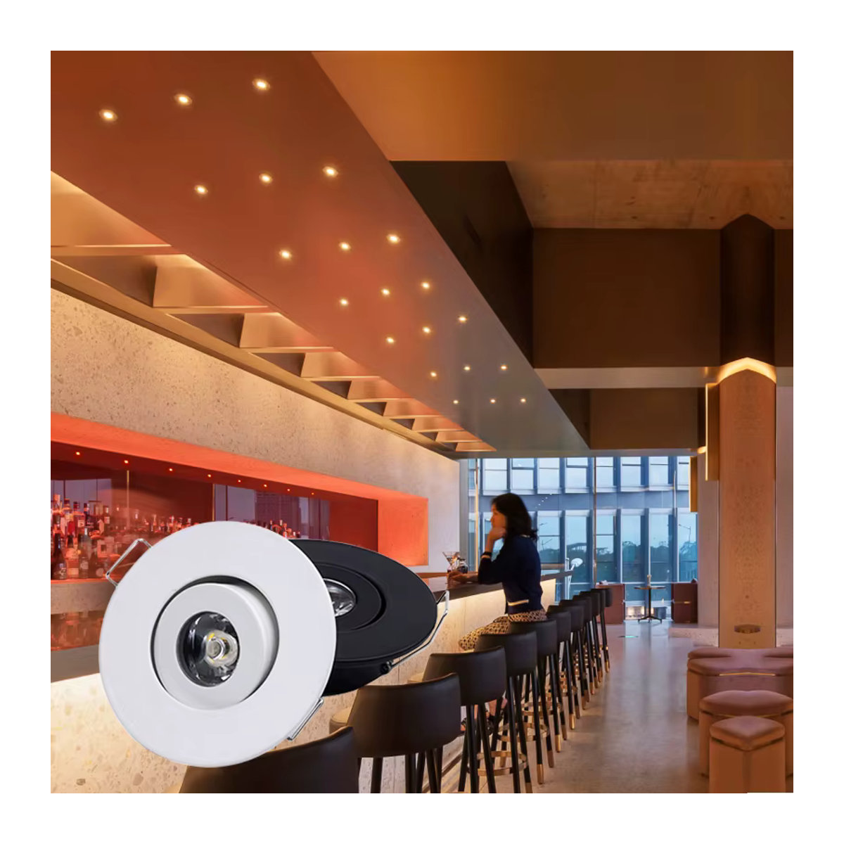 ANMIEPY Mini-LED-Downlight-Schrank-Einbaustrahler Set, 6 Stück, Schwarz/Silber, Warmweiß und Weiß, Aluminium - Bild 5