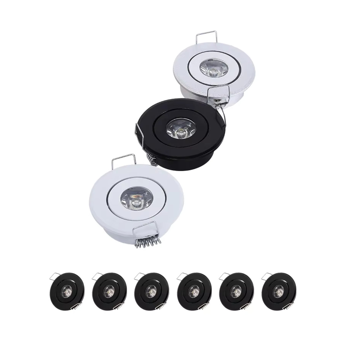 ANMIEPY Mini-LED-Downlight-Schrank-Einbaustrahler Set, 6 Stück, Schwarz/Silber, Warmweiß und Weiß, Aluminium - Bild 6