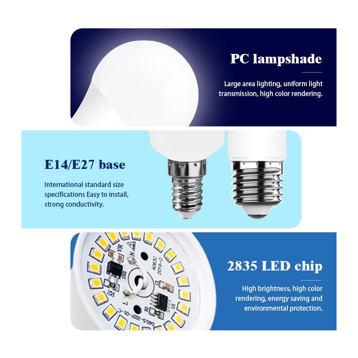 antenso LED-Glühbirne E27 E14 Cold White Energiesparlampe für AC 220V - Bild 2