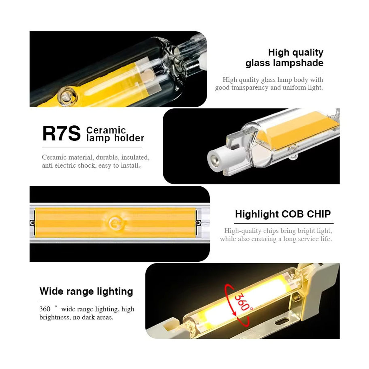 antenso LED R7S Glas COB Röhre Birne als Halogen Ersatz Mais Lampe - Bild 2