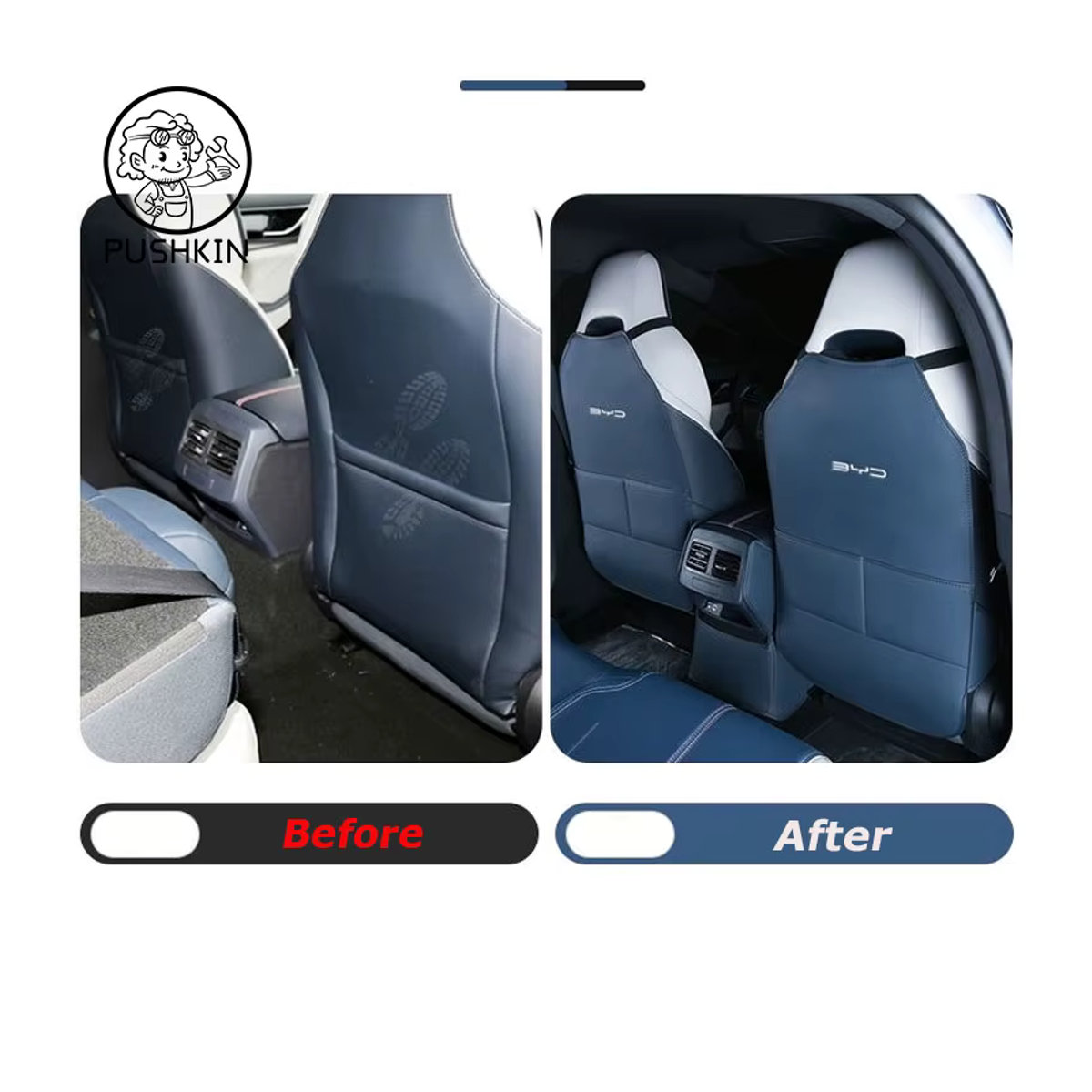 Anti-Kick-Pad Sitzrückenschutz aus Leder für BYD Seal 5DM / Chazor 2025 in Blau - Bild 2