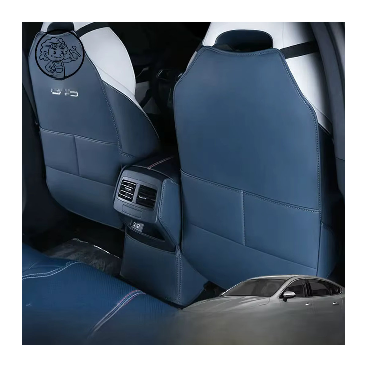 Anti-Kick-Pad Sitzrückenschutz aus Leder für BYD Seal 5DM / Chazor 2025 in Blau - Bild 4