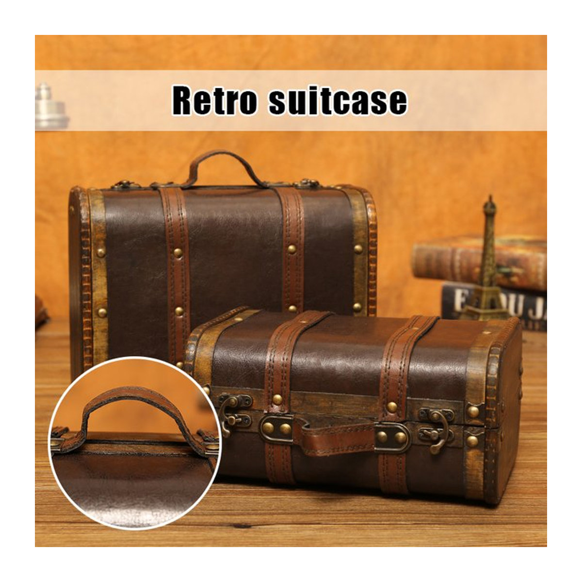 Antike Aufbewahrungsbox aus Holz im Vintage-Stil mit Schloss als Schmuck-Organizer und Schatztruhe - Bild 1