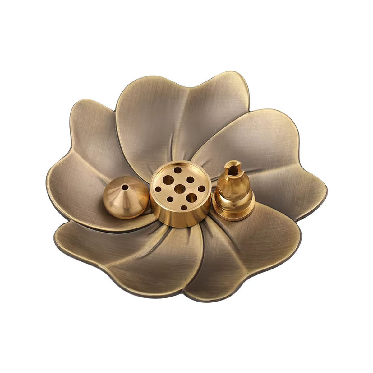 Antiker Weihrauchhalter aus Messing in Gold mit floralem Design als Aroma Diffusor und Dekoration - Bild 3