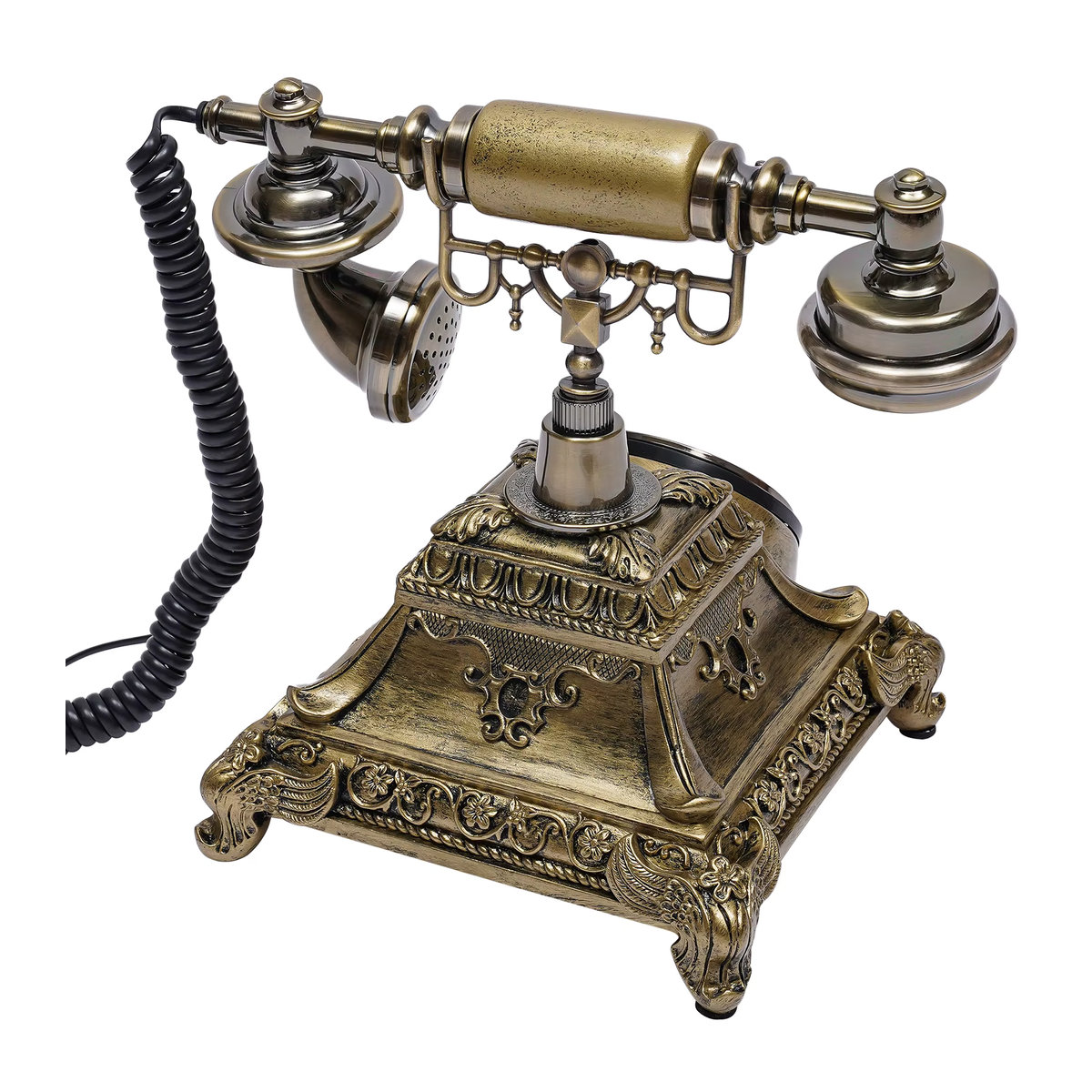 Antikes Tischtelefon im Vintage-Stil als Drehwahltelefon in Gold - Bild 3